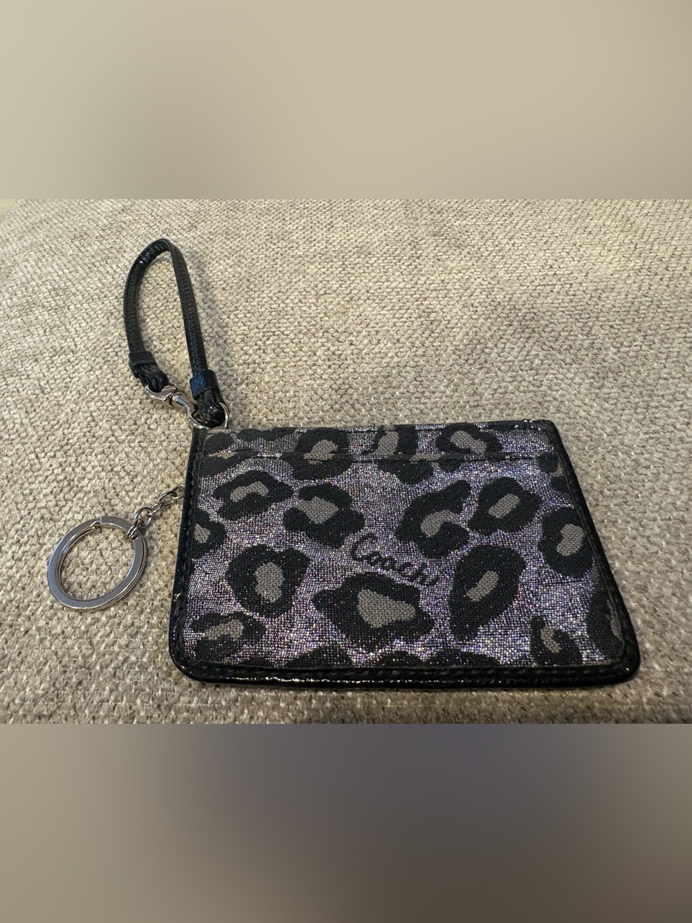 COACH Metallic & Black ID Coin Wristlet w/Keyring